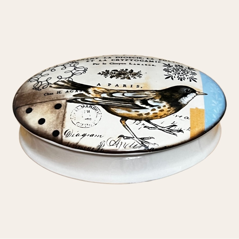 Kimberly Poloson Ceramic Bird Theme Trinket Box/Dish & Lid